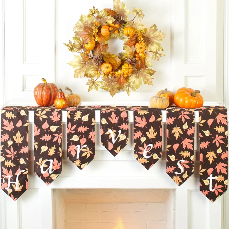 Harvest-Themed Mantel Scarf