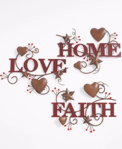Hearts and Stars Rustic Wall Art - 3 Piece Set