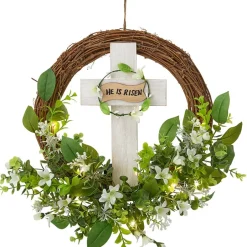 He Is Risen Lighted Easter Wreath - Battery Operated