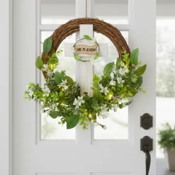 He Is Risen Lighted Easter Wreath - Battery Operated