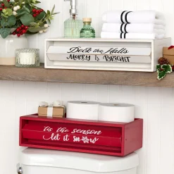Holiday Bathroom Countertop Storage Tray With Rotating Phrases