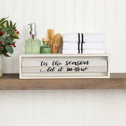 Holiday Bathroom Countertop Storage Tray With Rotating Phrases