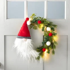 Holiday Lighted Gnome Wreath