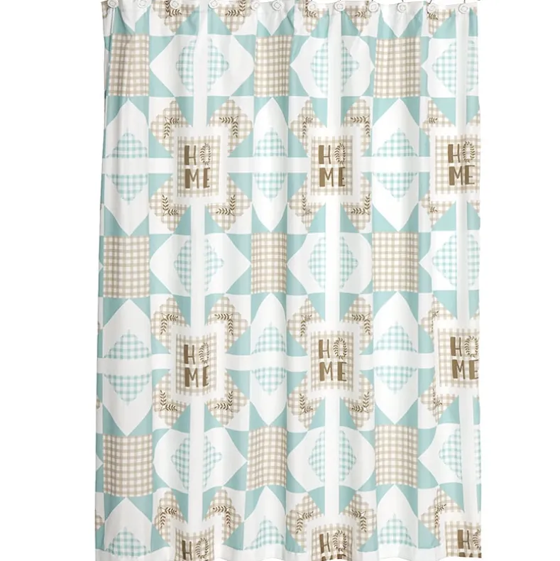 Home Pattern Shower Curtain, Bath Rug, Hand Towels, Valance, or Hooks