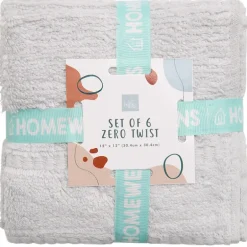 Homewear Highland Border Zero Twist Cotton Washcloth, Set of 6