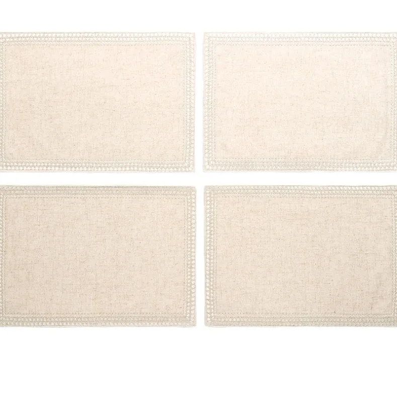 Homewear Linen Hemstitch Border Set of 4 Placemats 13" x 19"