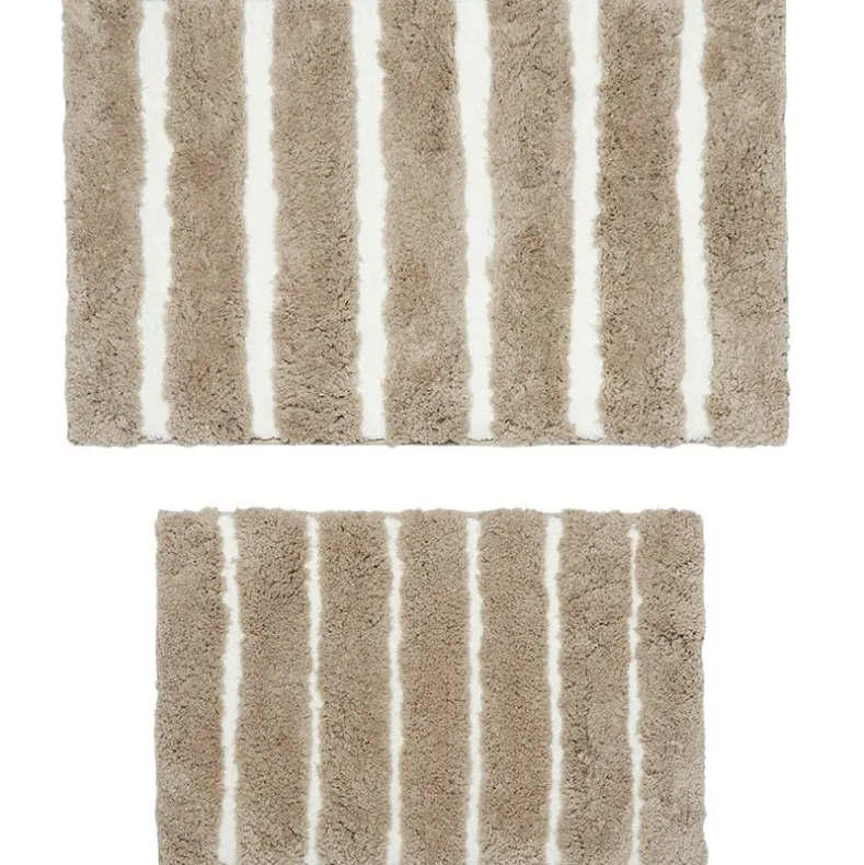 Homewear Luxury Stripe Bath Rug with Non-Skid Backing, Set of 2