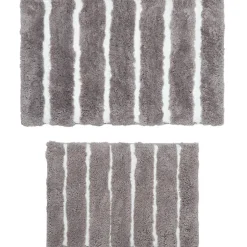 Homewear Luxury Stripe Bath Rug with Non-Skid Backing, Set of 2
