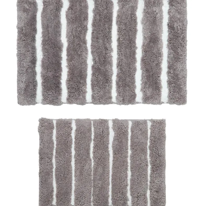 Homewear Luxury Stripe Bath Rug with Non-Skid Backing, Set of 2