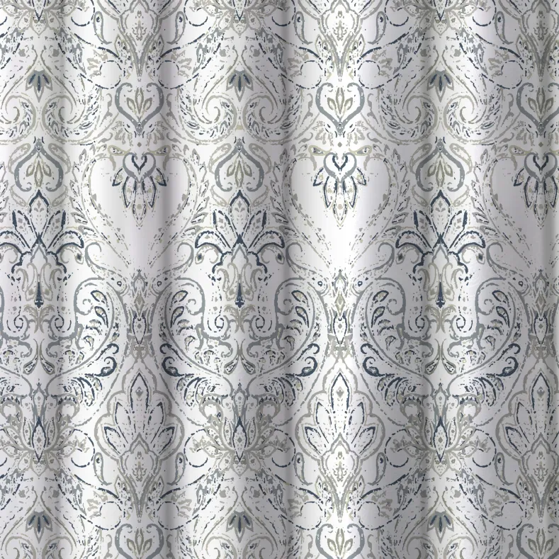 Homewear Medallion Cotton Duck Shower Curtain with Buttonhole Top