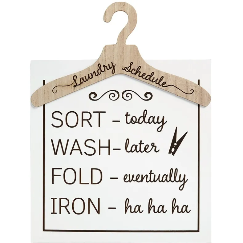 Humorous Laundry Room Wall Décor - Laundry Hooks or Schedule