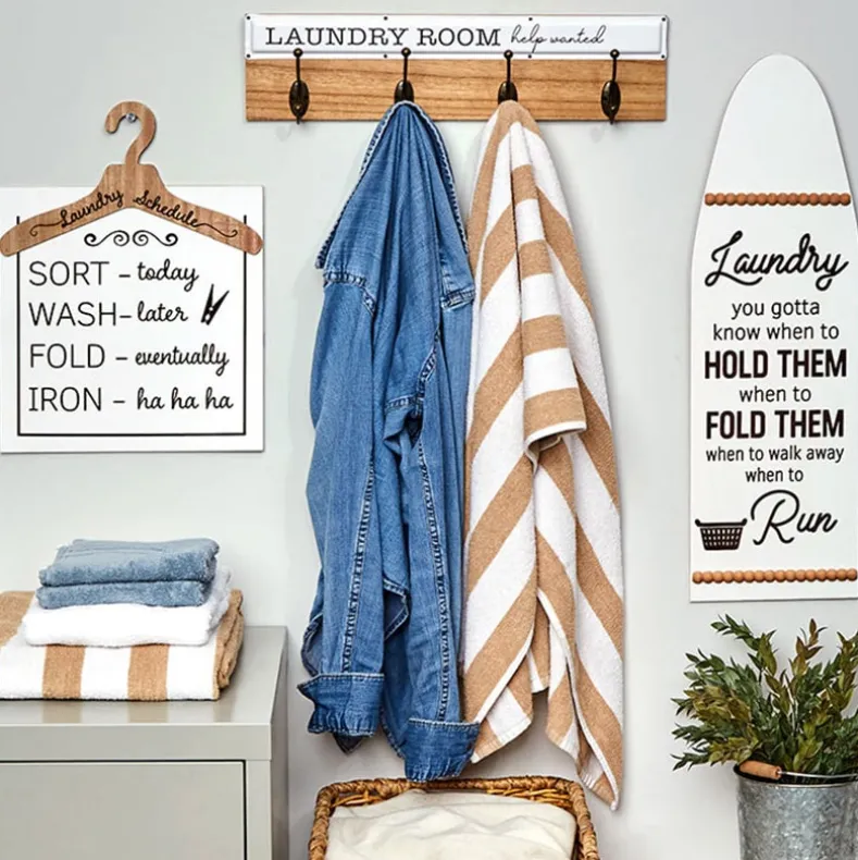 Humorous Laundry Room Wall Décor - Laundry Hooks or Schedule