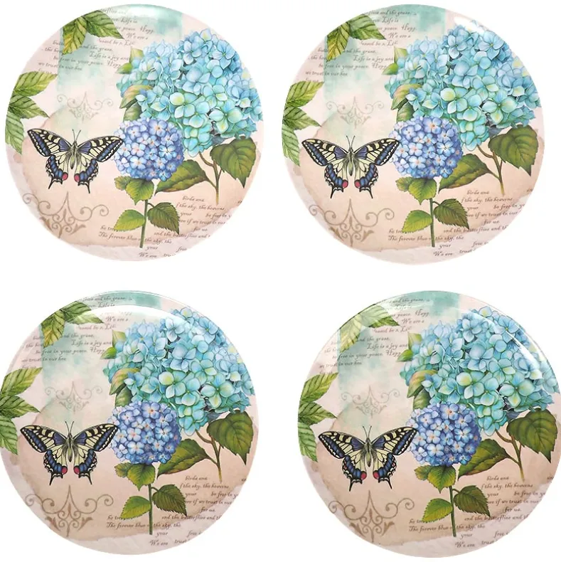 Hydrangea & Butterfly Salad Plates - Set of 4