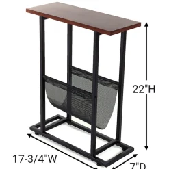 Industrial Side Table with Magazine Pouch