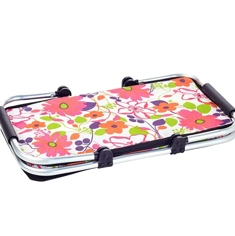 Insulated Cooler Picnic Basket Handles Zip Closure Floral Or Polka Dot