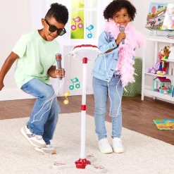 Interactive Stage Microphone for 2 - Adjustable Stand and Flashing Lights