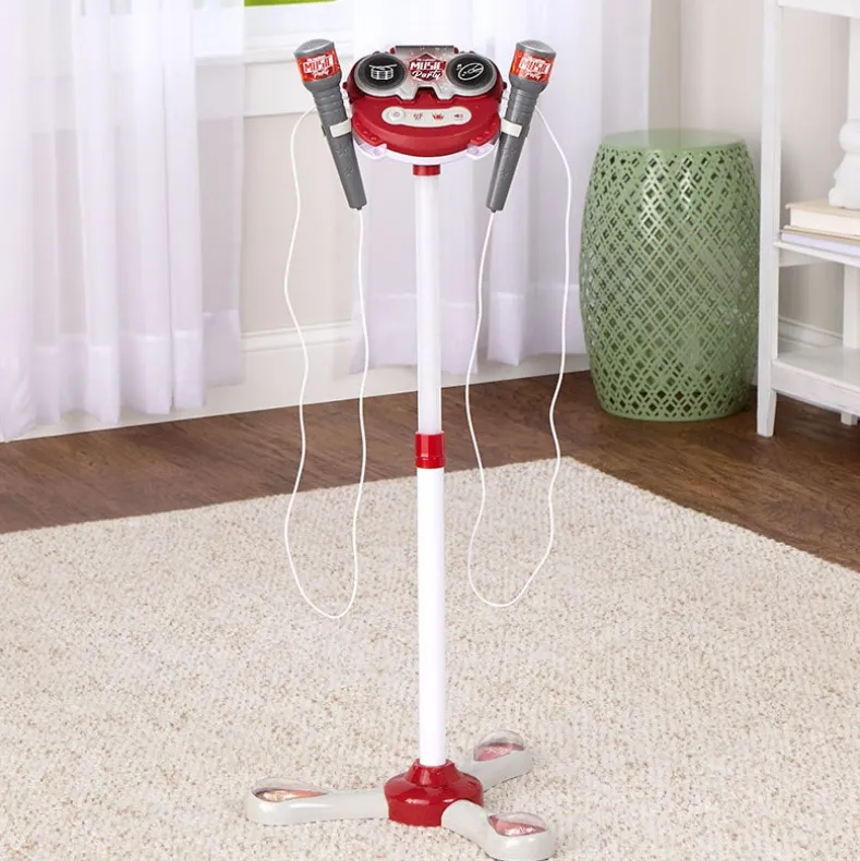 Interactive Stage Microphone for 2 - Adjustable Stand and Flashing Lights
