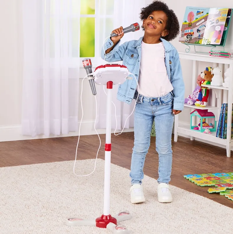 Interactive Stage Microphone for 2 - Adjustable Stand and Flashing Lights