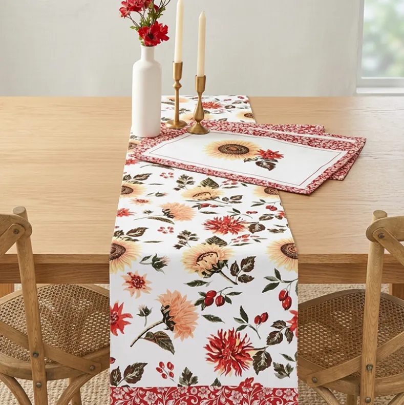 Jacobean Sunflower Table Runner or Set of 4 Placemats