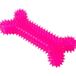 Jumbo Spike Chew Bone Toy Pink Or Blue With Squeaker For Dental Health