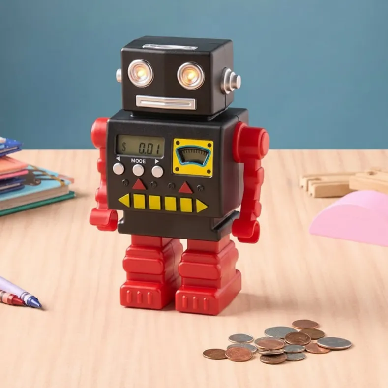 Kids' Electronic Robot Coin Bank - Fun Sound Effects and LCD Display