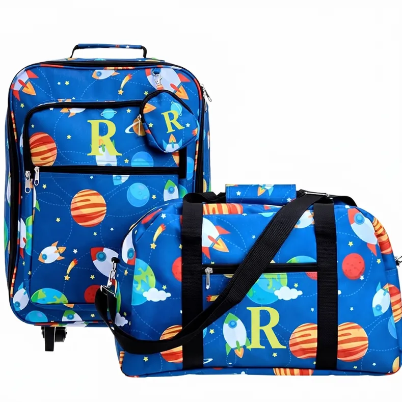 Kids' Monogrammed Space-Themed Luggage 3 Pc. Set