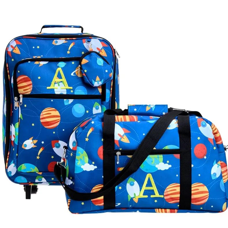 Kids' Monogrammed Space-Themed Luggage 3 Pc. Set