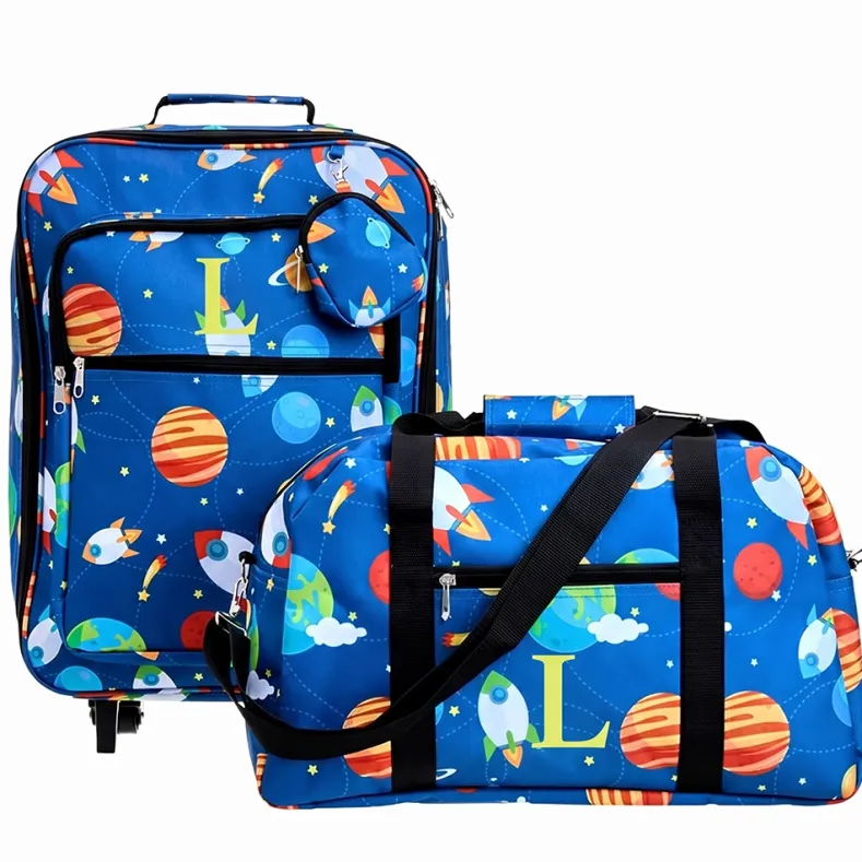 Kids' Monogrammed Space-Themed Luggage 3 Pc. Set