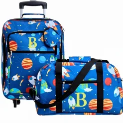 Kids' Monogrammed Space-Themed Luggage 3 Pc. Set