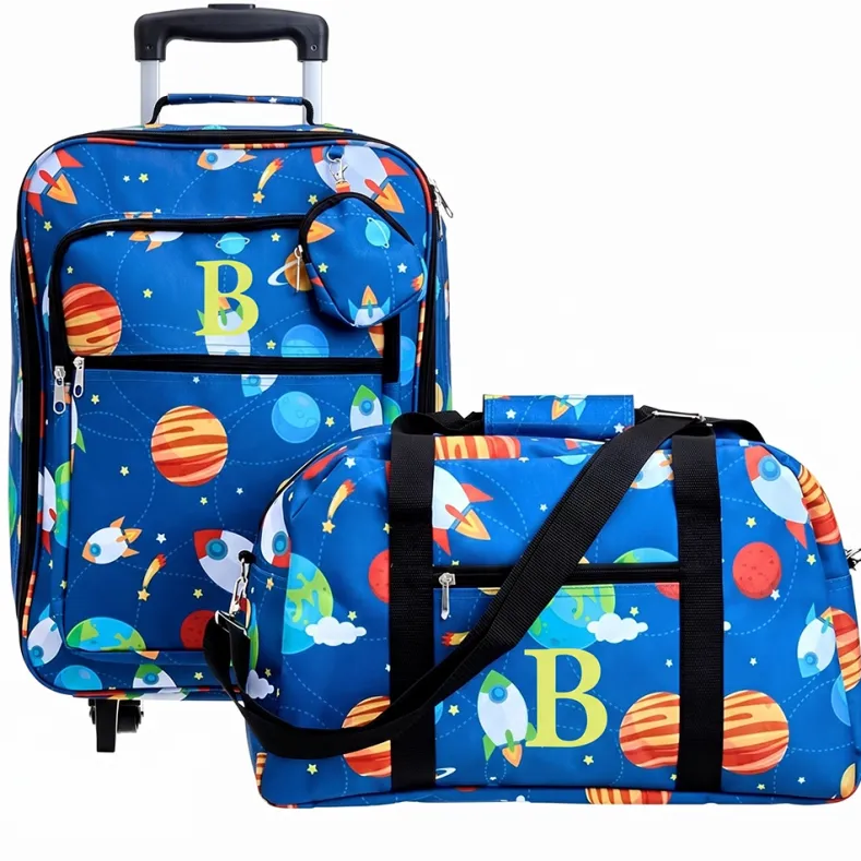 Kids' Monogrammed Space-Themed Luggage 3 Pc. Set