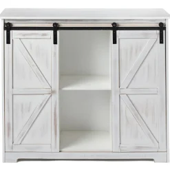 Kitchen Buffet Wooden Cabinet with Sliding Barn-Doors