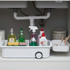 Kitchen Storage Caddy with Adjustable Dividers and Wheels