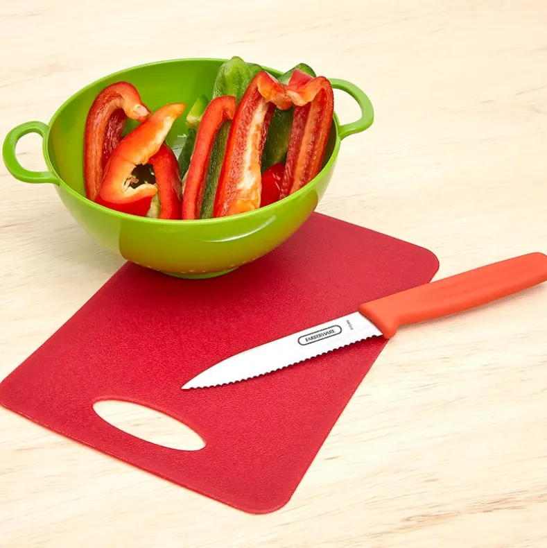 Kitchen Tool Set - Cutting Board, Knife, and Colander