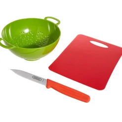 Kitchen Tool Set - Cutting Board, Knife, and Colander