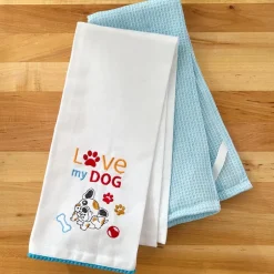 Kitchen Towels Summertime Dog Set of 2