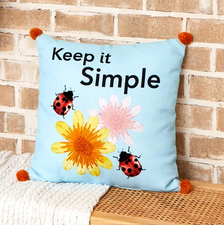 Ladybug Embroidered Decorative Pillow