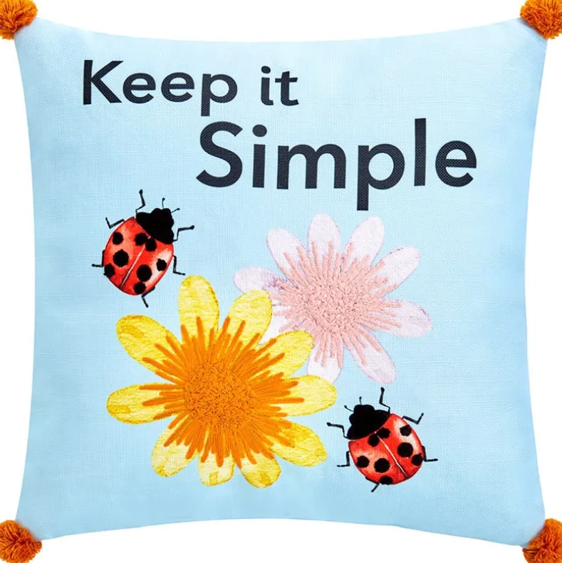 Ladybug Embroidered Decorative Pillow