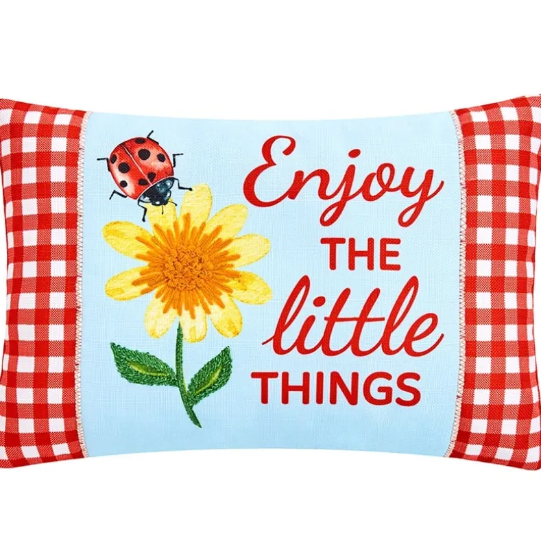 Ladybug Embroidered Decorative Pillow
