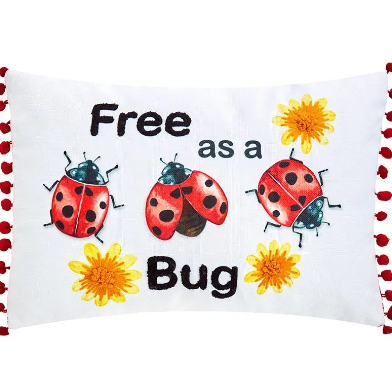 Ladybug Embroidered Decorative Pillow