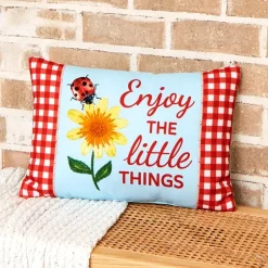 Ladybug Embroidered Decorative Pillow