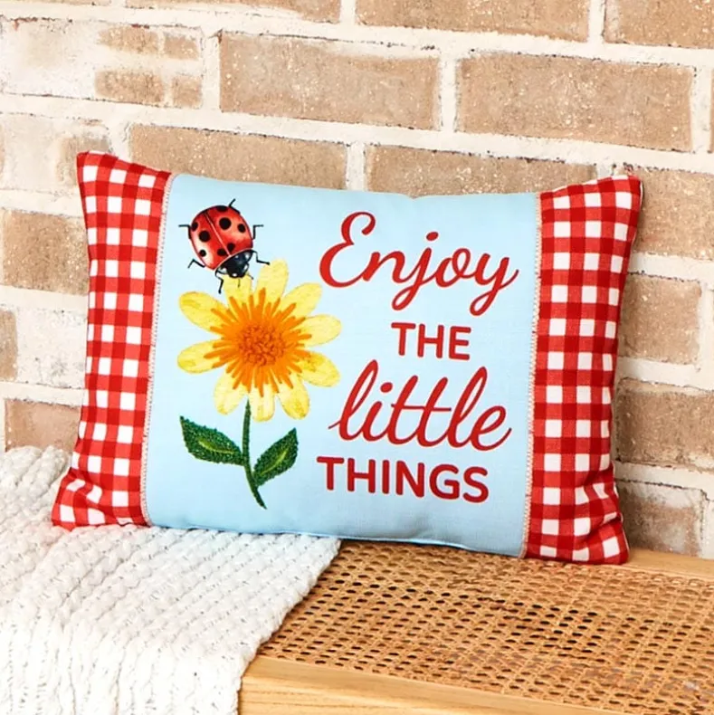 Ladybug Embroidered Decorative Pillow