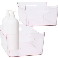 Large Plastic Storage Bins in Blush - Set of 2