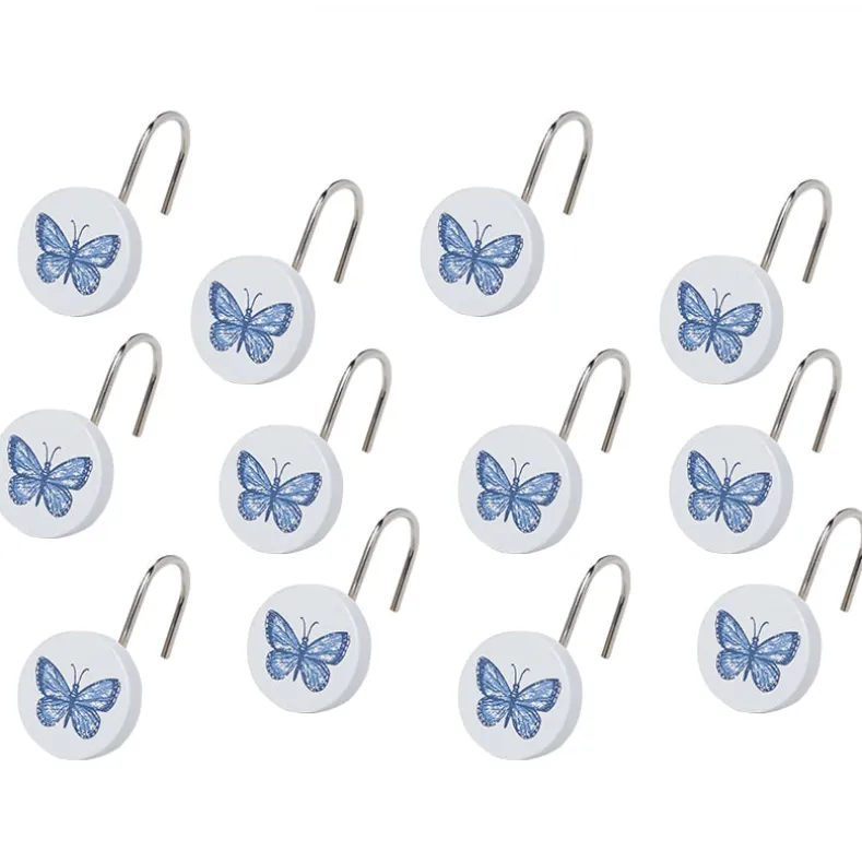 Lavender Luster Butterfly Shower Hooks Set of 12