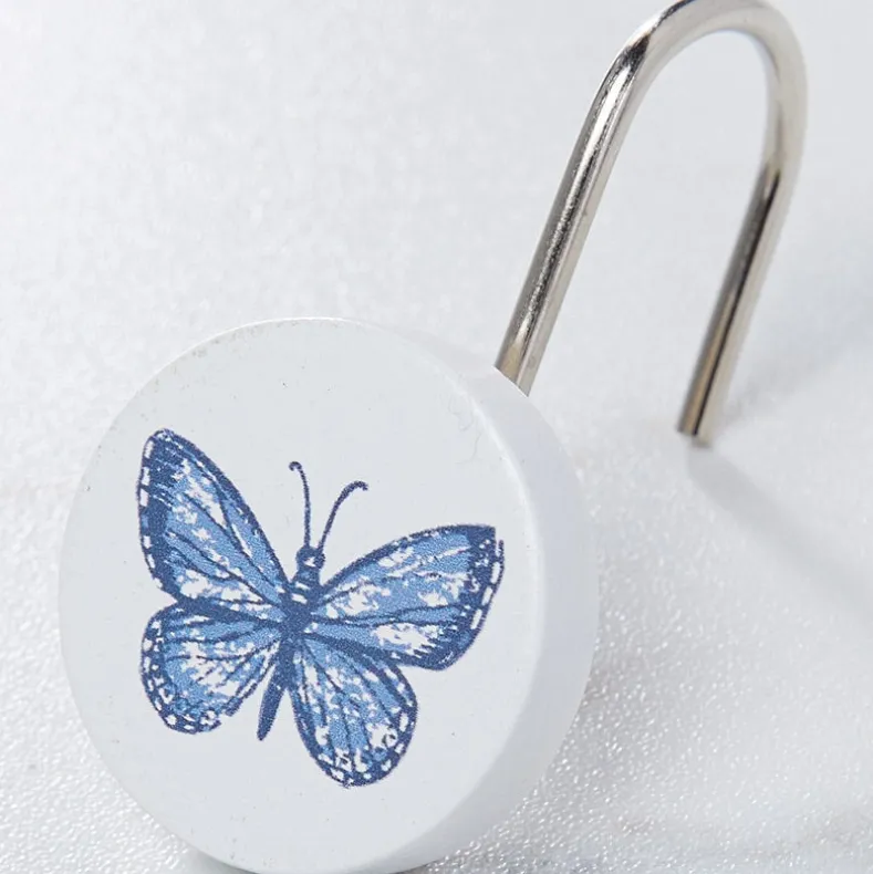 Lavender Luster Butterfly Shower Hooks Set of 12