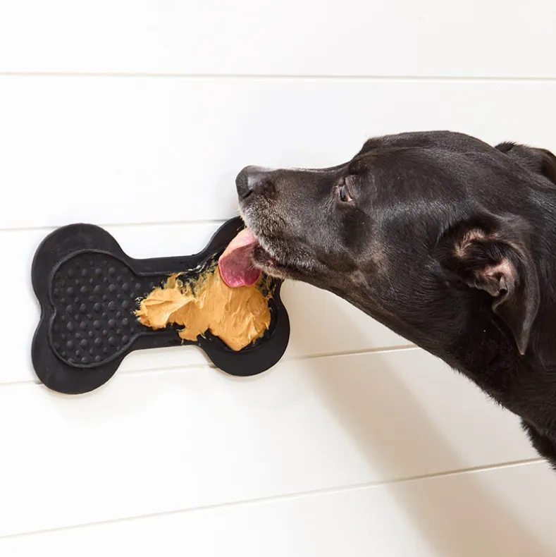 Lick Pad For Dogs, Bone Shape with Suction Cups