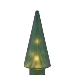 Lighted Burgundy Snowflake or Green Ribbed Glass Tabletop Tree