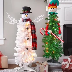 Lighted Christmas Character Tree In Snowman Or Elf - 3 Ft