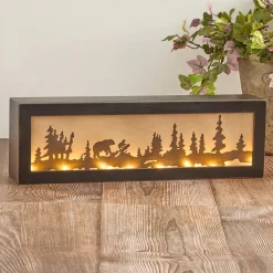 Lighted Decor Tabletop Or Wall Woodland Scene Moose Bear