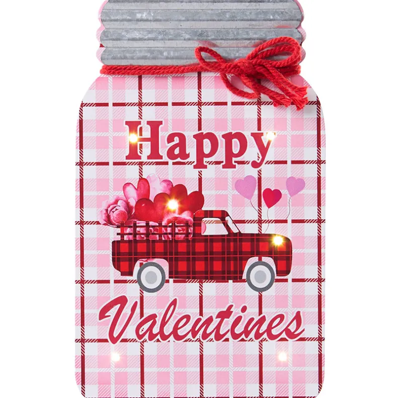 Lighted Mason Jar Wall Plaque With Saying for Valentine's and St Patrick's