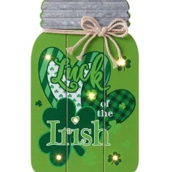 Lighted Mason Jar Wall Plaque With Saying for Valentine's and St Patrick's